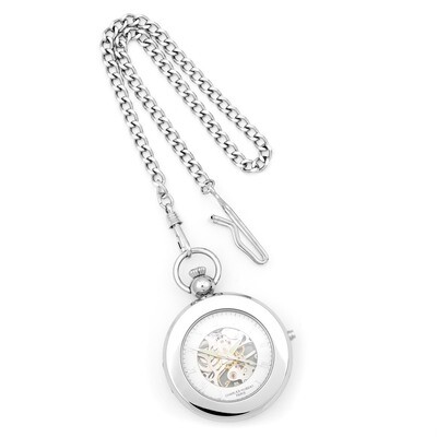 Charles Hubert Chrome Finish Brass 2-Photo Insert Pocket Watch XWA3332, MPN: XWA3332, 811233017853