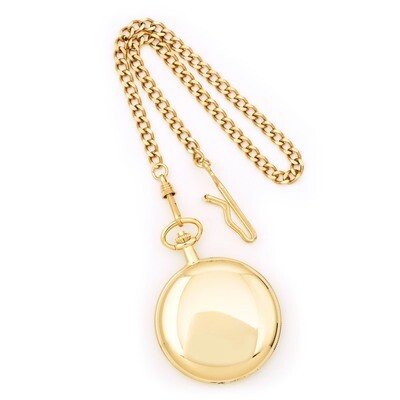 Charles Hubert 14k Gold Finish White Dial with Date Pocket Watch XWA618, MPN: XWA618, 811233011219