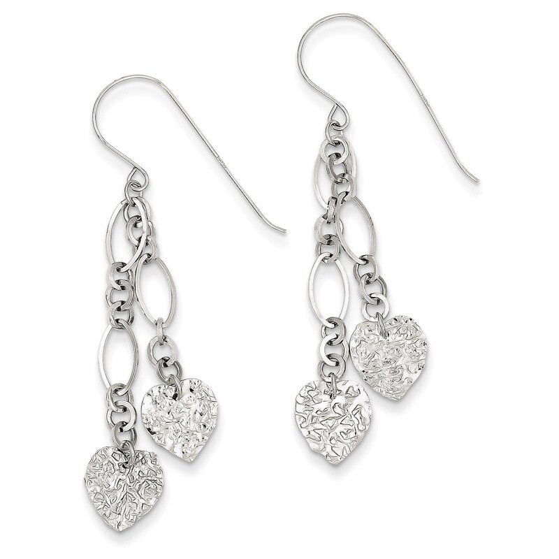 Dangle Heart Earrings 14k White Gold SF1746