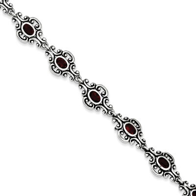 Antiqued Garnet Bracelet Sterling Silver QX469GA, MPN: QX469GA, 191101369520