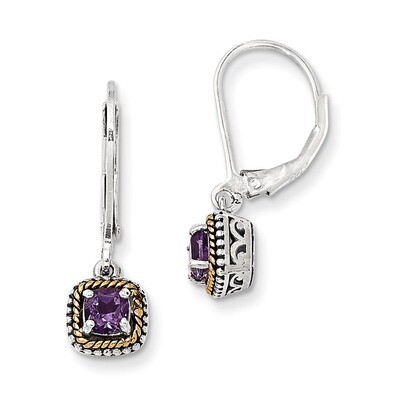 14k Gold Amethyst Earrings Sterling Silver QTC735, MPN: QTC735, 883957409221