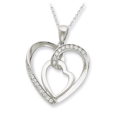 Diamond My Heart To Yours 18in Necklace Sterling Silver QSX331, MPN: QSX331, 883957321875