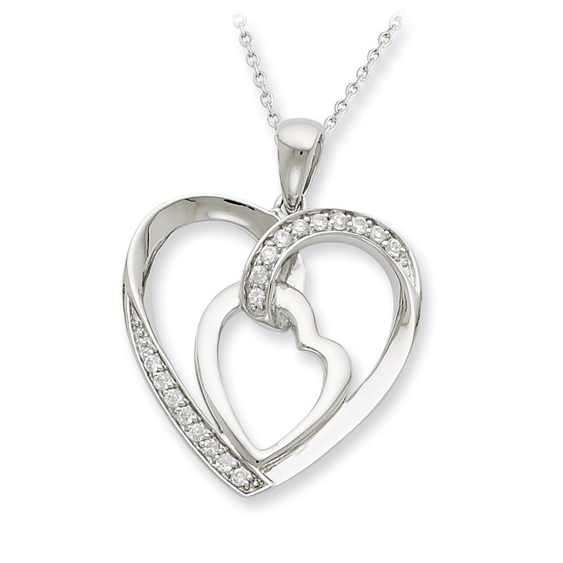 Diamond My Heart To Yours 18in Necklace Sterling Silver QSX331