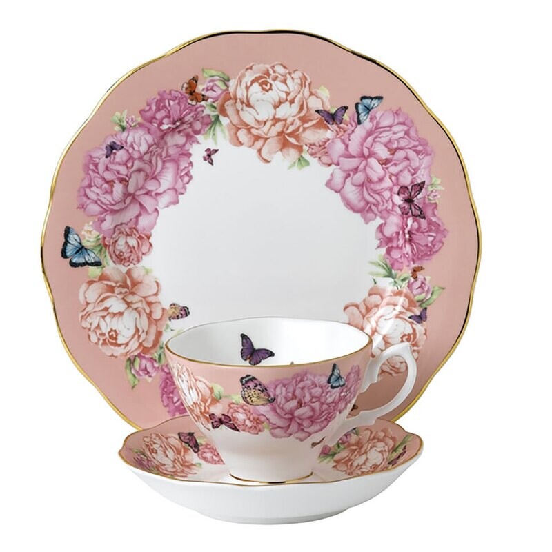 Royal Albert Friendship 3 Piece Set Teacup, Saucer &amp; Plate 8 Inch Hope, Coral 1056233