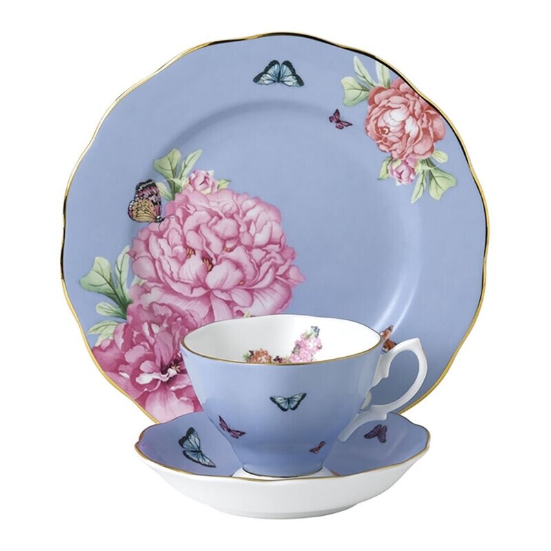 Royal Albert Friendship 3 Piece Set Teacup, Saucer &amp; Plate 8 Inch Tranquility, Blue 1056234