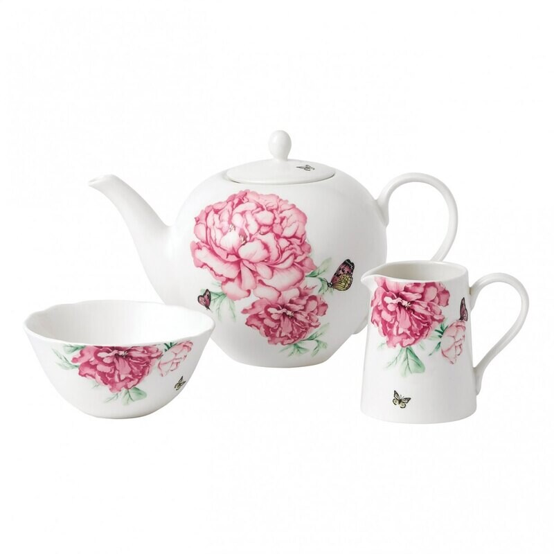 Royal Albert Everyday Friendship 3-Piece Set Teapot Sugar &amp; Creamer White