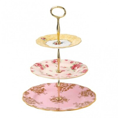 Royal Albert 100 Years Cake Stand Three-Tier Bouquet Rose Blush &amp; Golden Rose, MPN: 40033954, 70158…