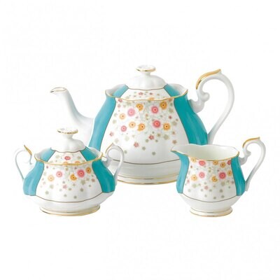 Royal Albert 100 Years 1930 3-Piece Set Teapot Sugar &amp; Creamer Mint Deco, MPN: 40034020, 7015873966…