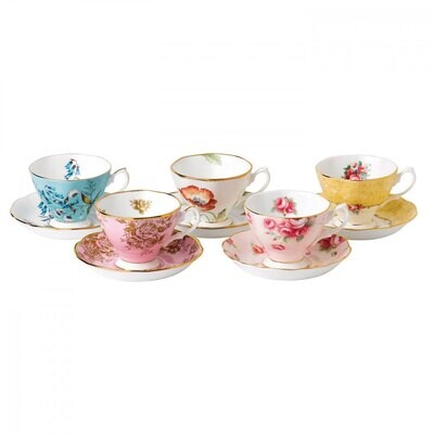 Royal Albert 100 Years 1950-1990 5-Piece Teacup &amp; Saucer Set, MPN: 40017548, 701587269254