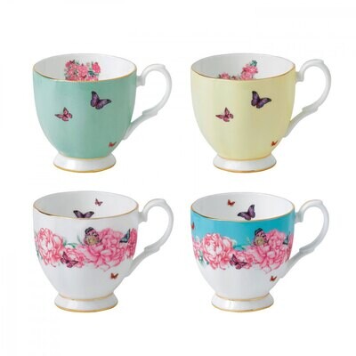 Royal Albert Mixed Patterns Vintage Mug 10.5 Oz Set of 4 Blessings Devotion Gratitude &amp; Joy 4001064…