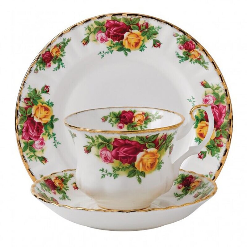 Royal Albert Old Country Roses 3-Piece Set Teacup Saucer &amp; Plate 8 Inch 40014088