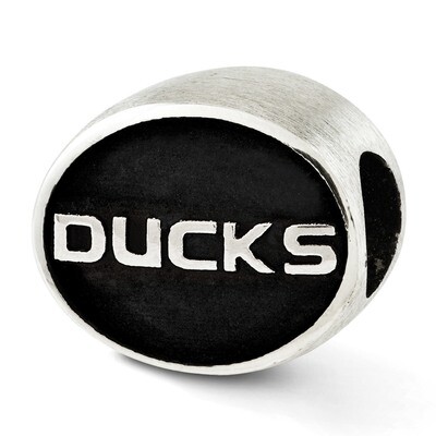 Antiqued University of Oregon Collegiate Bead Sterling Silver QRS3305