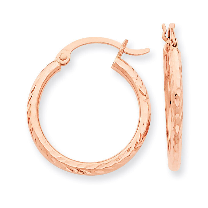 Diamond-cut Polished Hoop Earrings 14k Rose Gold TE520