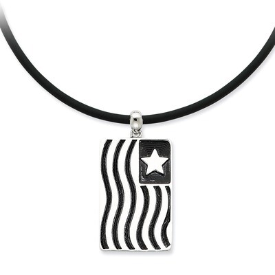 Waves Of Pride 22 Inch Rubber Cord with 2in ext Necklace Sterling Silver QSX328, MPN: QSX328, 88395…