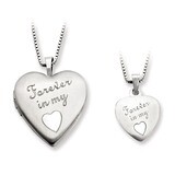 Polished Satin Forever in My Heart Locket &amp; Pendant Se Sterling Silver QLS455SET, MPN: QLS455SET, 1…