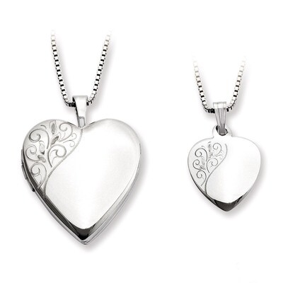 Polished Swirl Design Heart Locket &amp; Pendant Set Sterling Silver QLS457SET, MPN: QLS457SET, 8867743…