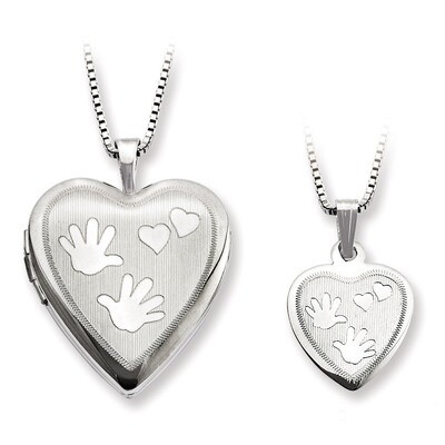 Polished Satin Hand and Hearts Locket &amp; Pendant Set Sterling Silver QLS446SET, MPN: QLS446SET, 1911…