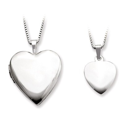 Heart Locket &amp; Pendant Set Sterling Silver Polished and Satin QLS442SET, MPN: QLS442SET, 8867742370…