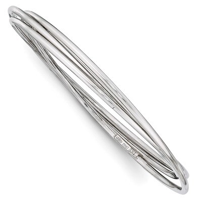Polished Intertwined Bangle Bracelet Sterling Silver Rhodium-plated QB701, MPN: QB701, 886774304342