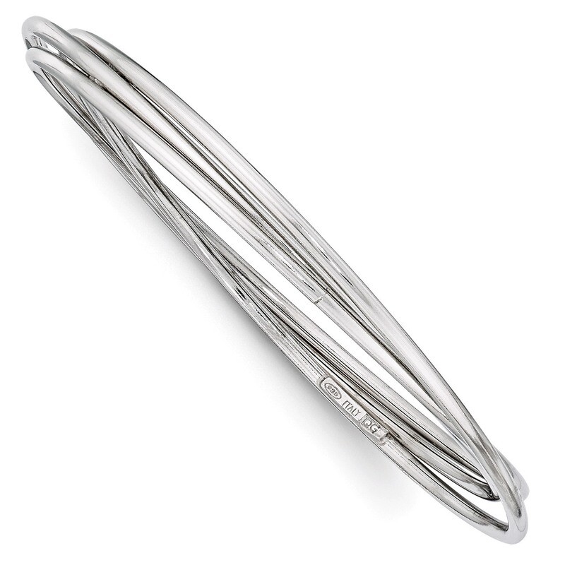 Polished Intertwined Bangle Bracelet Sterling Silver Rhodium-plated QB701