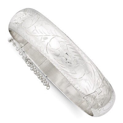 15mm Fancy Hinged Bangle Bracelet Sterling Silver QB36, MPN: QB36, 883957521831