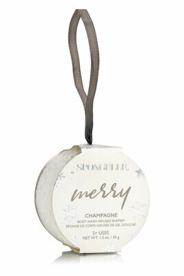 Spongelle Holiday Ornaments Merry Champagne White 5+ Washes 1.5Oz Pack of 6 AST-HOCH