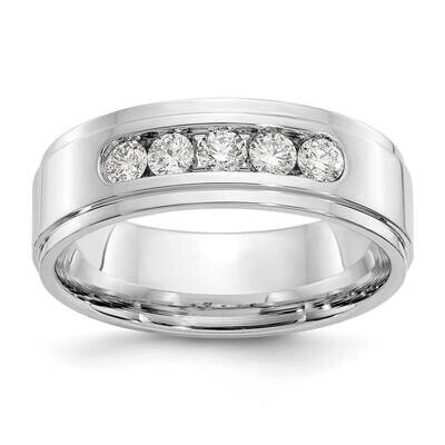 Vs/Si, D E F, Diamond Polished Step Edge Band 14k White Gold Lab Grown Diamond RM3532B-050-9WLD, MP…
