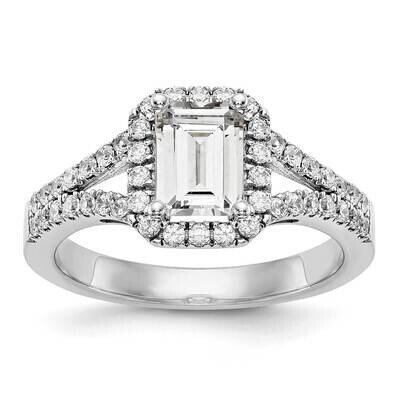 Vs/Si, D E F, S/M Emerald Halo Engagement Ring 14k White Gold Lab Grown Diamond RM2337E-200-WLD, MP…