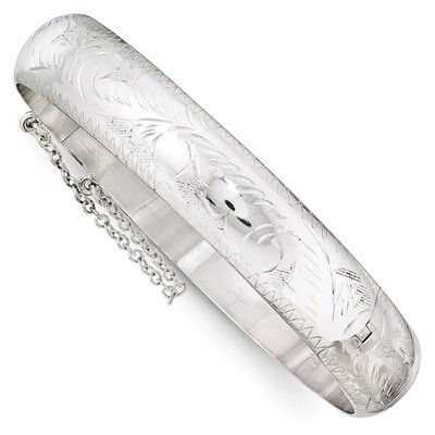 12mm Fancy Hinged Bangle Bracelet Sterling Silver QB33, MPN: QB33, 883957521848