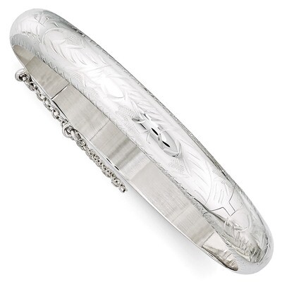 9.5mm Fancy Hinged Bangle Bracelet Sterling Silver QB32, MPN: QB32, 883957521862