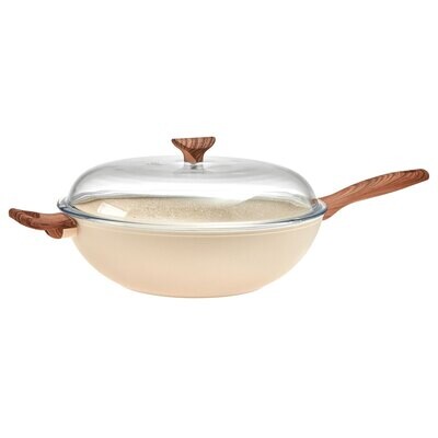 Sambonet Rock &amp; Rose Spadella Wok 1 Handle With Lid Pink Aluminum 51033P32, MPN: 51033P32,