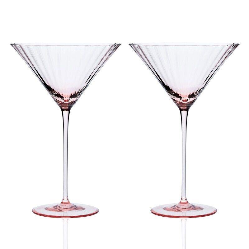 Caskata Quinn Optic Martini Glasses Set of 2 Rose GL-OMARTINI-300