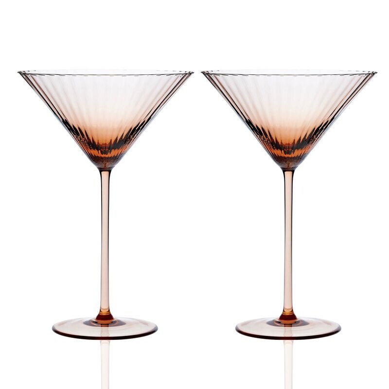 Caskata Quinn Optic Martini Glasses Set of 2 Amber GL-OMARTINI-200
