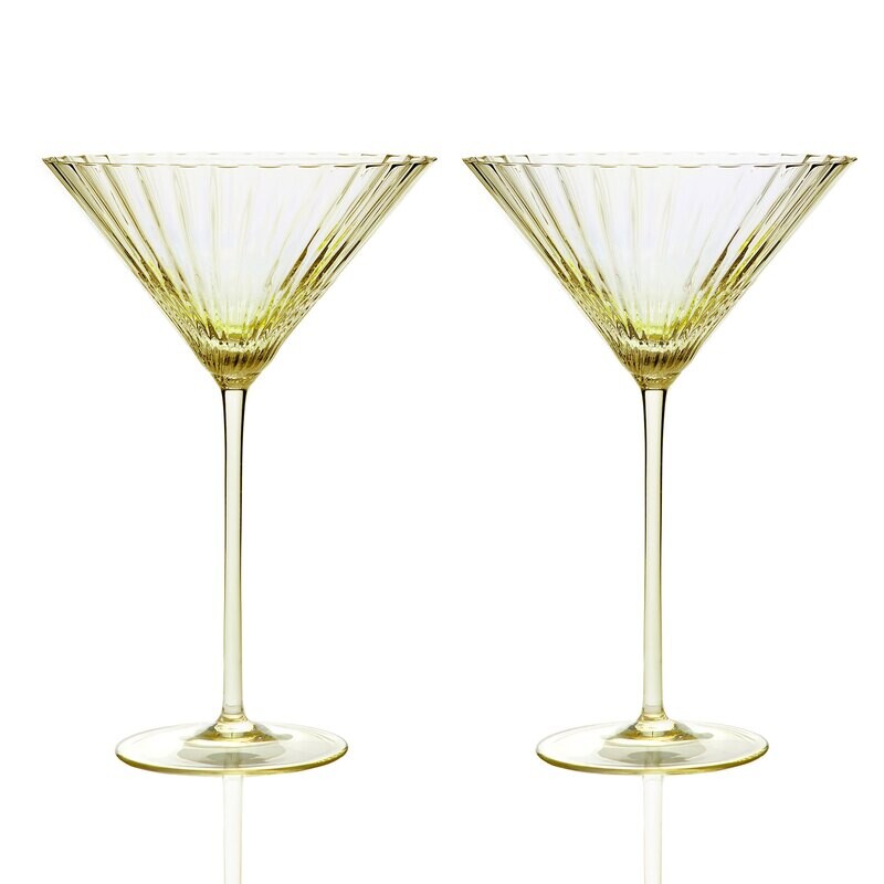 Caskata Quinn Optic Martini Glasses Set of 2 Citrine GL-OMARTINI-500