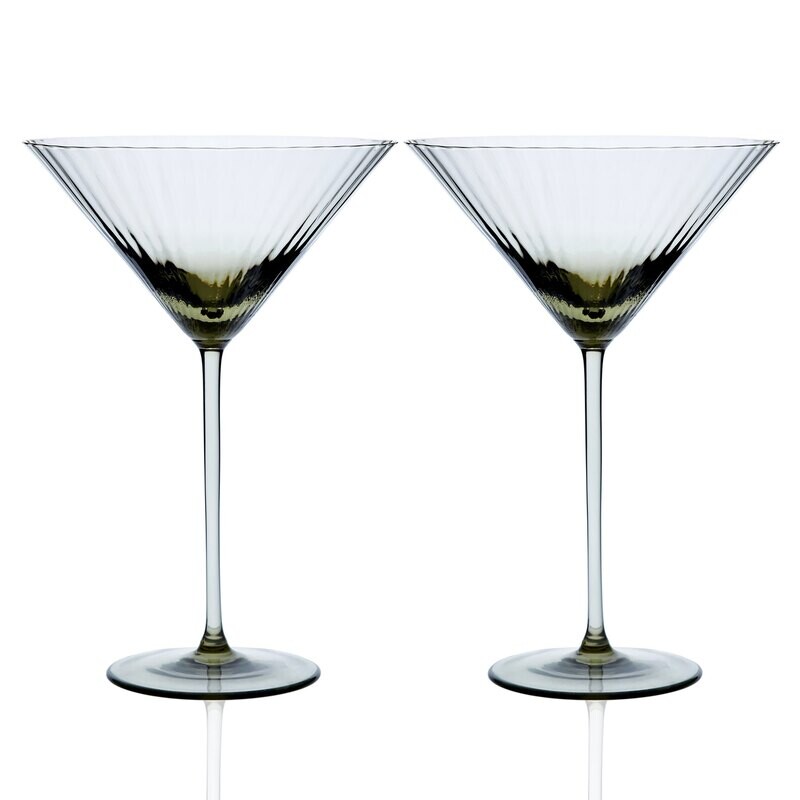 Caskata Quinn Optic Martini Glasses Set of 2 Smoke GL-OMARTINI-100