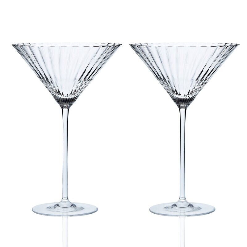 Caskata Quinn Optic Martini Glasses Set of 2 Clear GL-OMARTINI-000