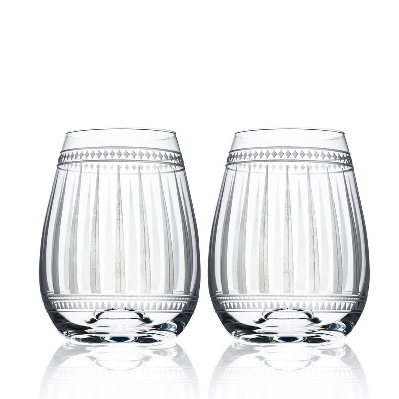 Caskata Marrakech Stemless Wine Glasses Set of 2 GL-NOSTEMWINE-170