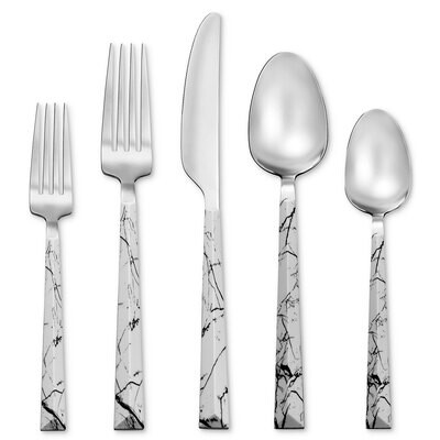 Hampton Forge Dali White Marble 18/10 20 Piece Flatware Set TMF84W20TC, MPN: TMF84W20TC, 7336521591…