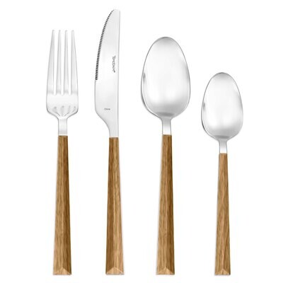 Hampton Forge Dali Wood Look 18/10 16 Piece Flatware Set TMF81416TC, MPN: TMF81416TC, 733652156893