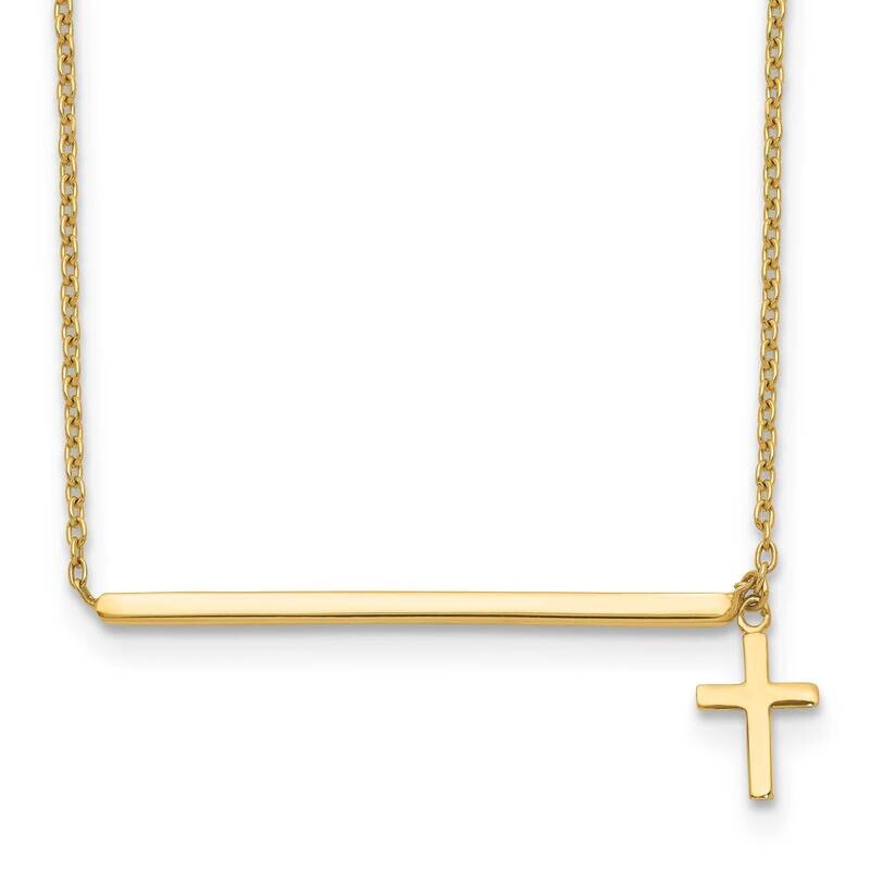 Cross with 2 Inch Ext. Necklace 14k Gold Polished SF2658-13