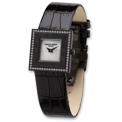Ladies Charles Hubert Black Leather Black-plated Stainless Crystal Bezel Wa XWA3276, MPN: XWA3276,