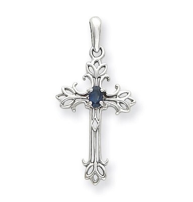 Sapphire Cross Pendant 14k White Gold XP1775WS, MPN: XP1775WS, 883957237565
