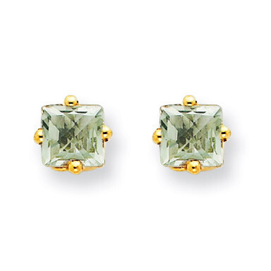 4mm Square Green Quartz Earrings 14k Gold XE60CG, MPN: XE60CG, 883957093703