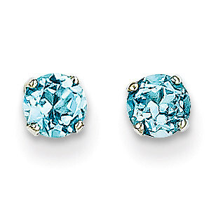 4mm Blue Topaz Stud Earrings 14k White Gold XBE132, MPN: XBE132, 883957086538