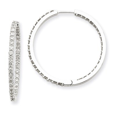 Hoop Earrings 14k White Gold with Diamonds XE1513AA, MPN: XE1513AA, 886774125428