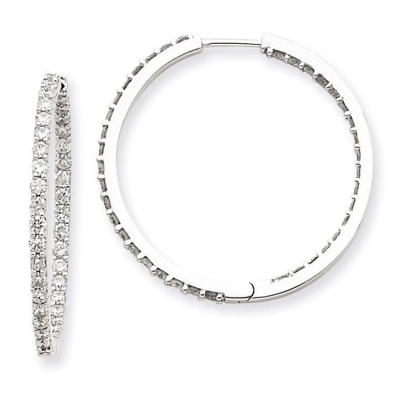 Hoop Earrings 14k White Gold with Diamonds XE1513AA
