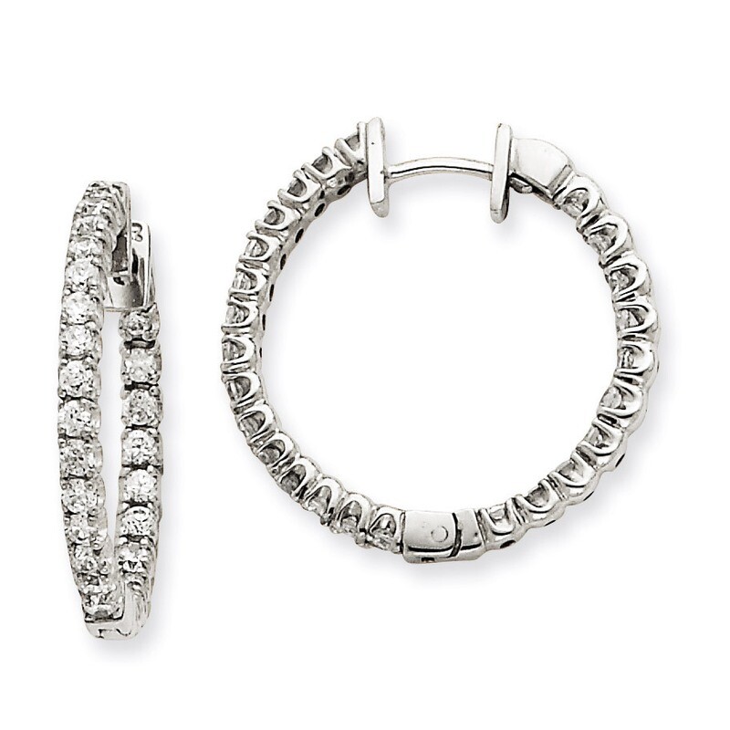 Hinged Hoop Earring Mountings 14k White Gold with Diamonds XE1352