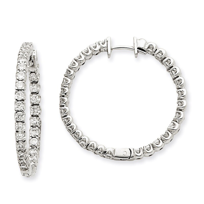 Hinged Hoop Earring Mountings 14k White Gold with Diamonds XE1354