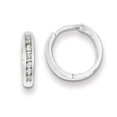 Huggie Earrings Sterling Silver with Diamonds QDX124, MPN: QDX124, 818050010449