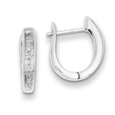 Hinged Hoop Earrings Sterling Silver Rhodium Diamond QDX117, MPN: QDX117, 883957026534